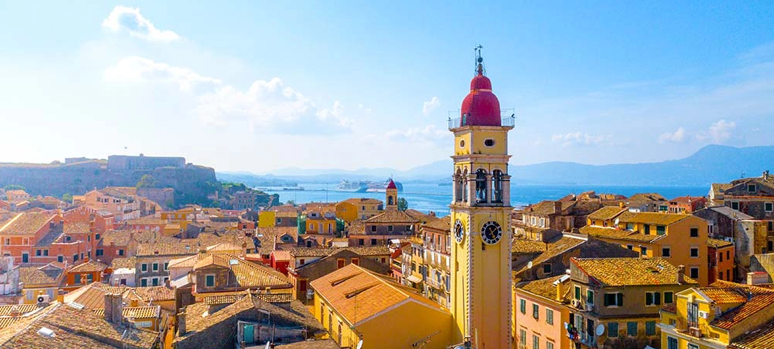 Panoramic view of Corfu City with Venetian architecture on Corfu Island Greece